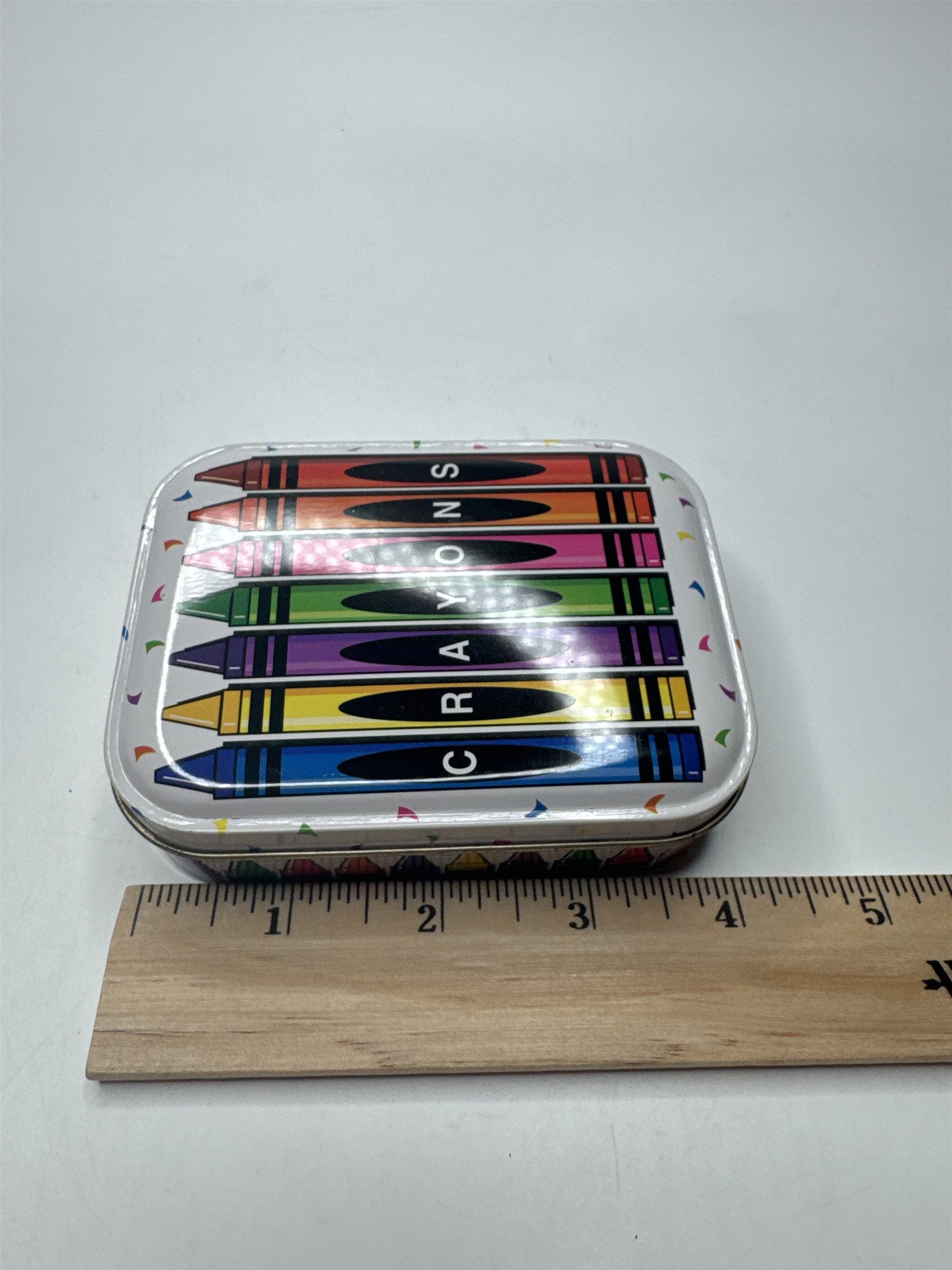 Vintage The Tin Box Company Party Crayons Multi-Colored Tin Crayon Toy Case