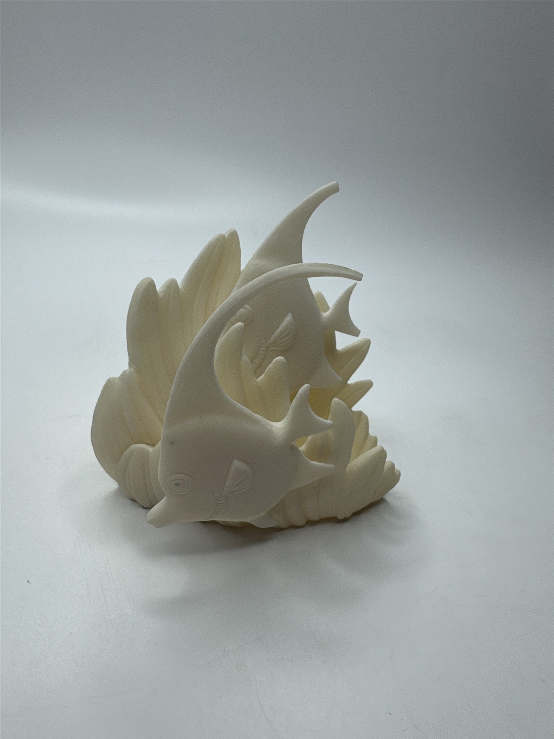 Vintage Cultured Coral Fish and Plant Sculpture Home Decor Sea Art Angel Fishes
