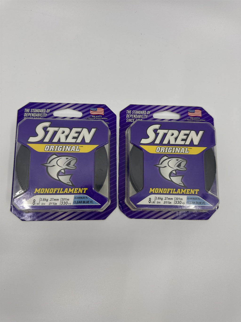 Set of 2 Stren Original Monofilament Clear Fishing Line 8 lb. 330 Yards