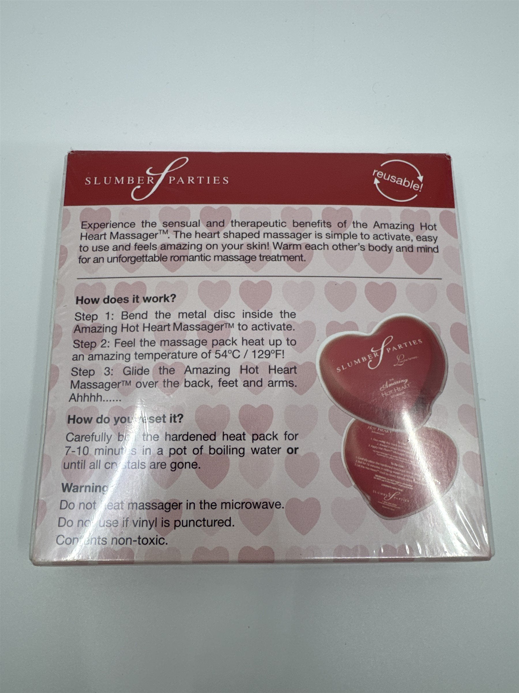 The Amazing Hot Heart Massager by Slumber Parties New In Box Red Heart
