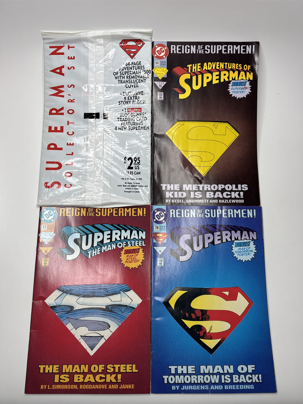 Lot of 4 1993 DC Comics The Adventures of Superman #500 #501 #78 #22 One Sealed