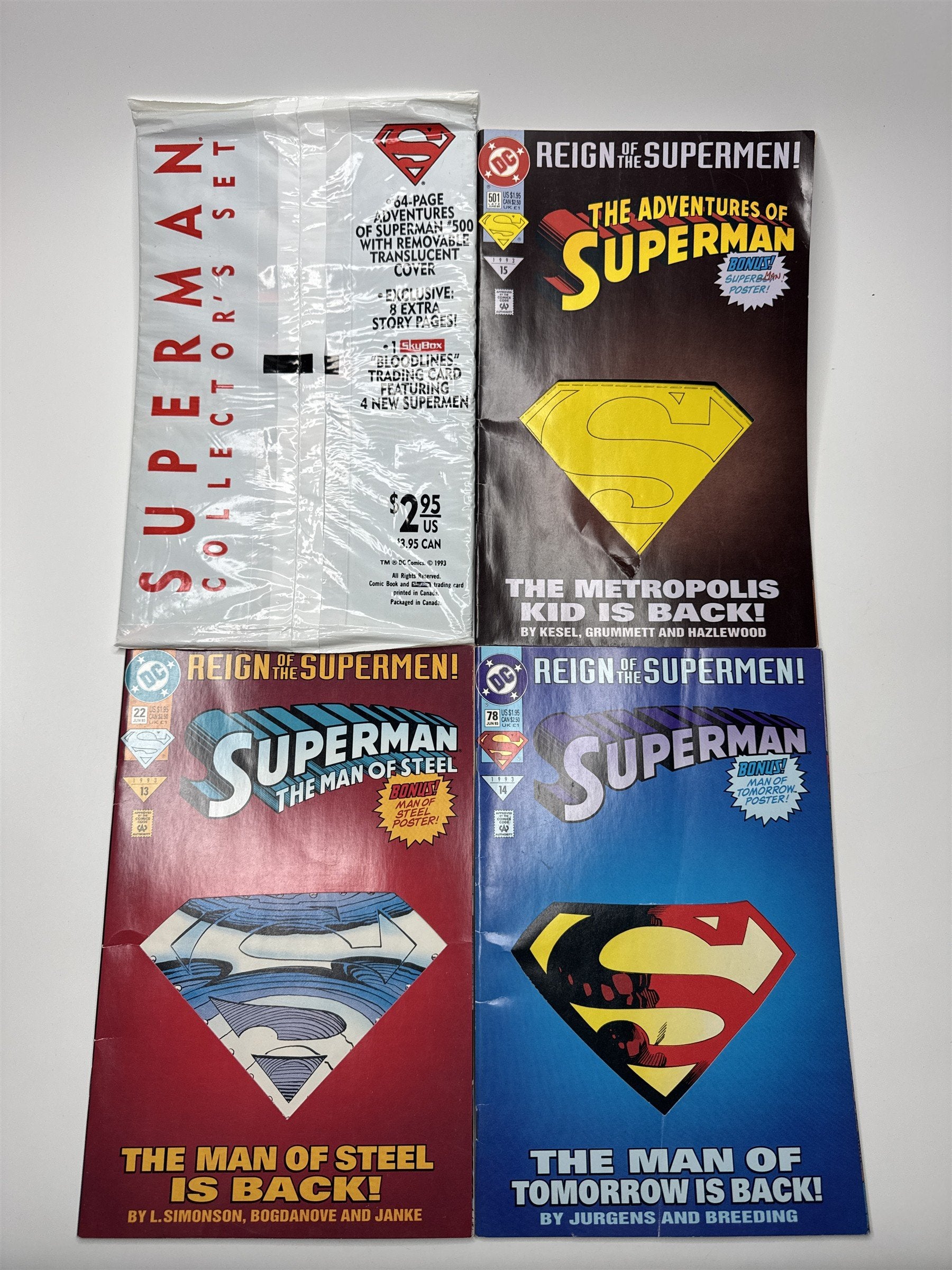Lot of 4 1993 DC Comics The Adventures of Superman #500 #501 #78 #22 One Sealed