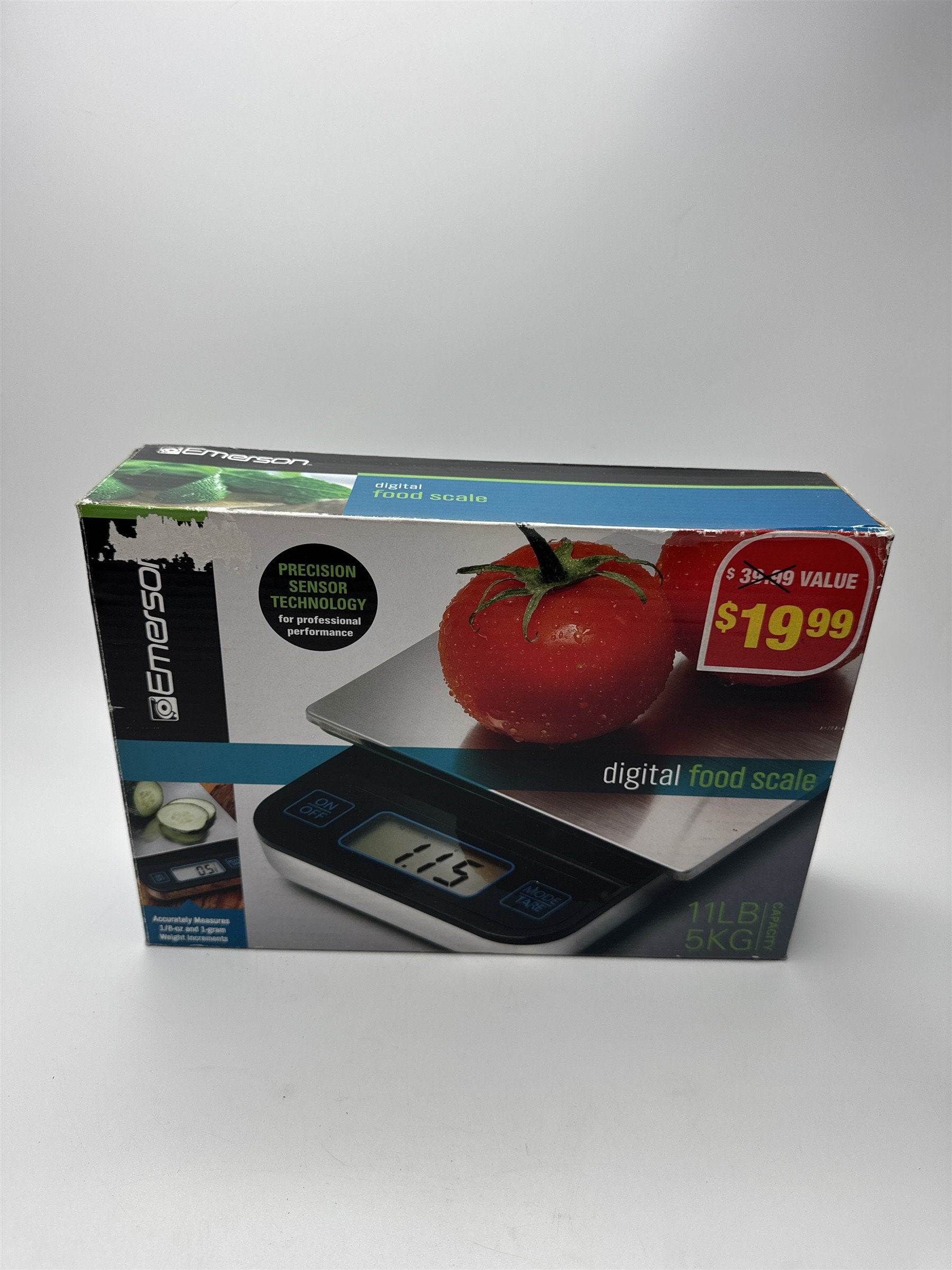 Emerson 11LB/5KG Digital Food Scale Battery-Powered Tempered Glass Platform