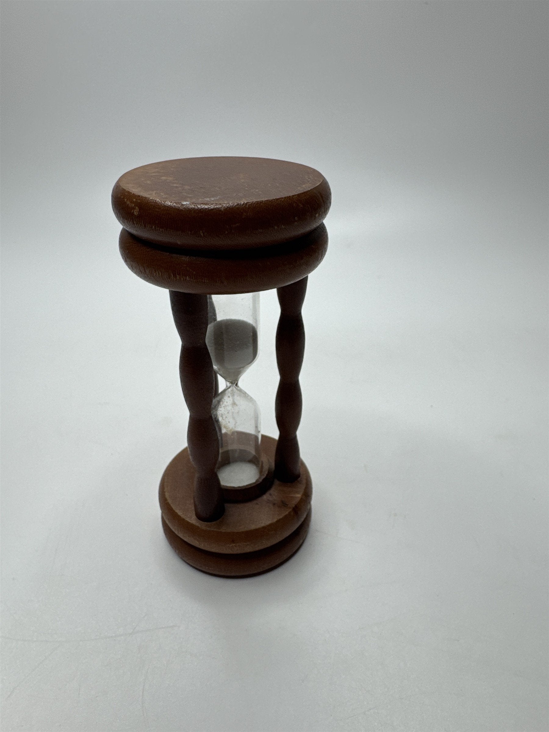 Vintage Lobeco Japan Small Wooden White Sand Filled Hour Glass Retro Gift MCM