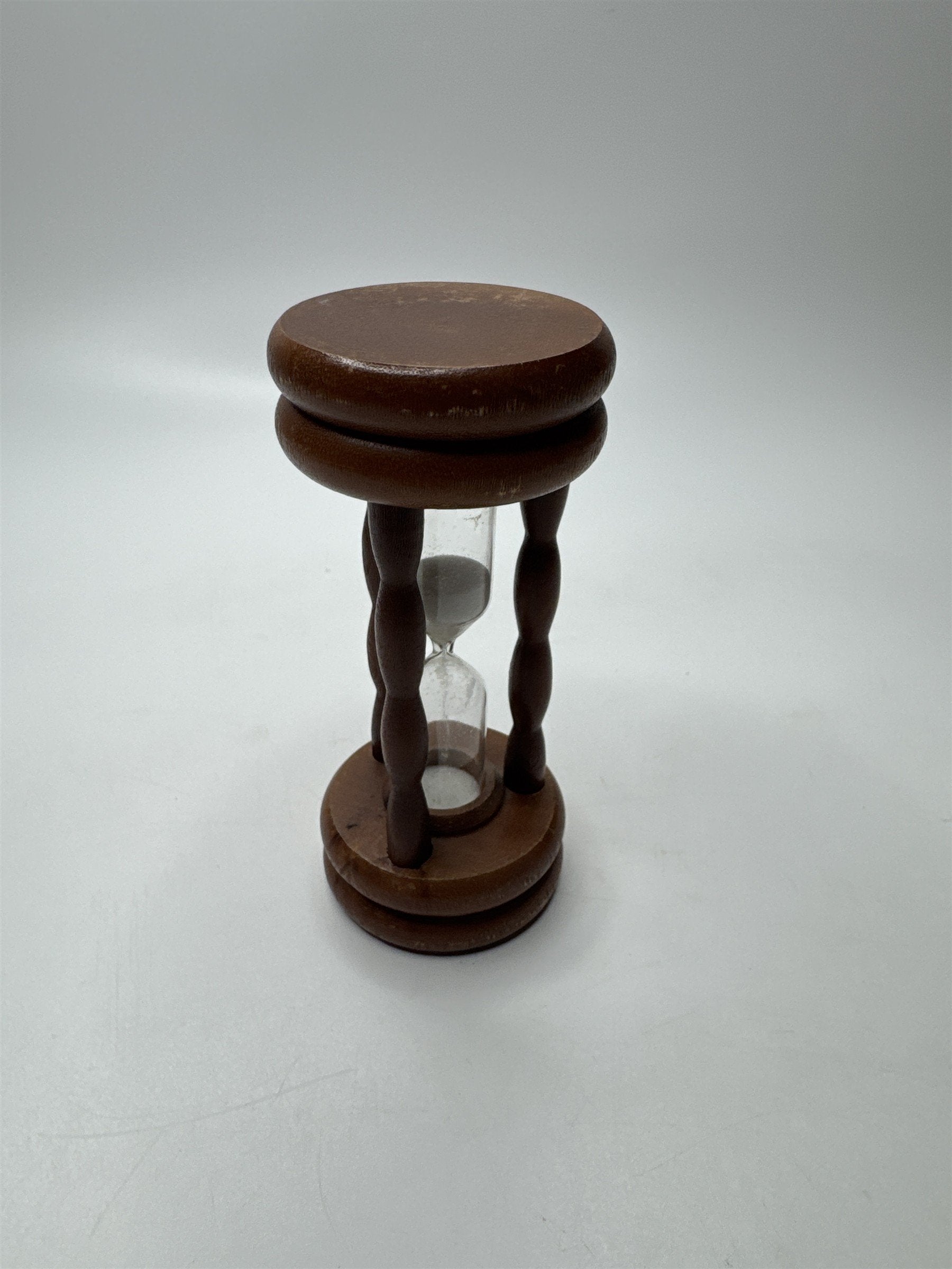 Vintage Lobeco Japan Small Wooden White Sand Filled Hour Glass Retro Gift MCM