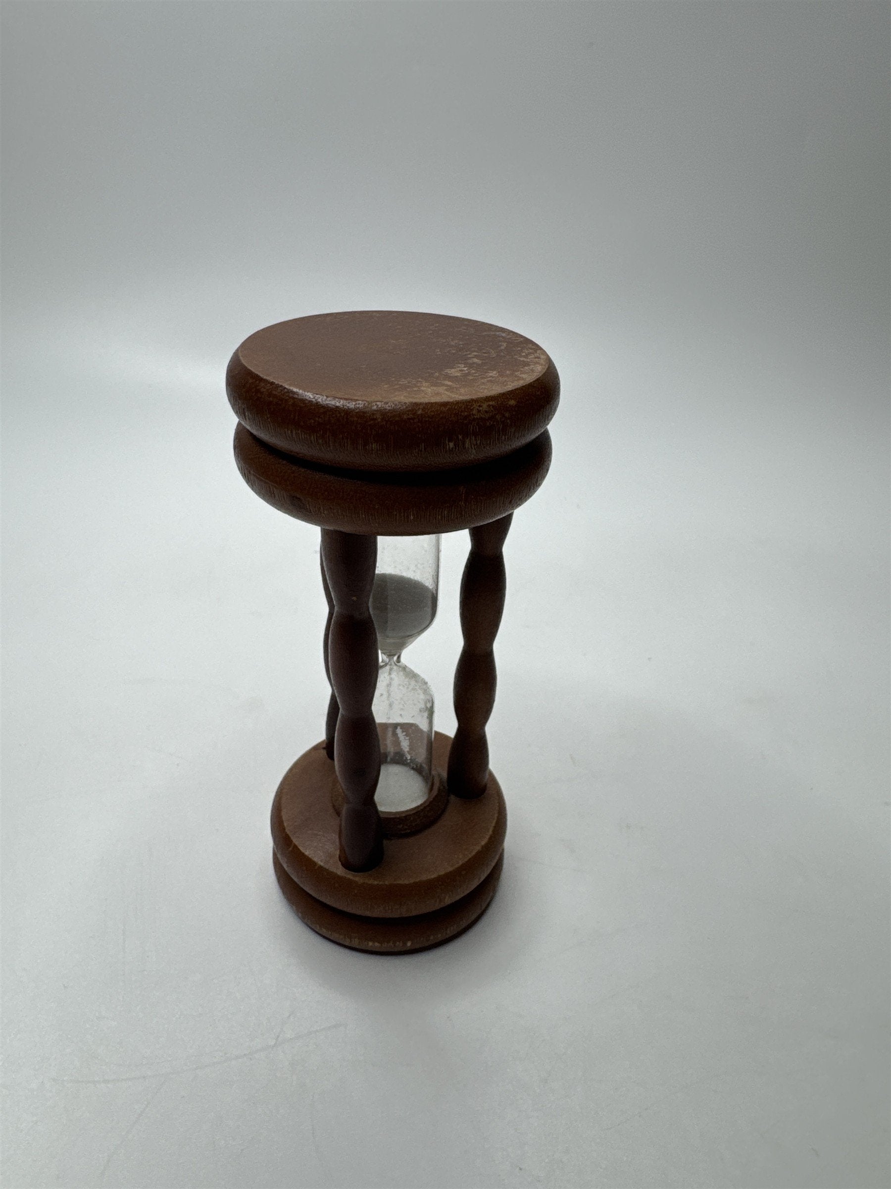 Vintage Lobeco Japan Small Wooden White Sand Filled Hour Glass Retro Gift MCM