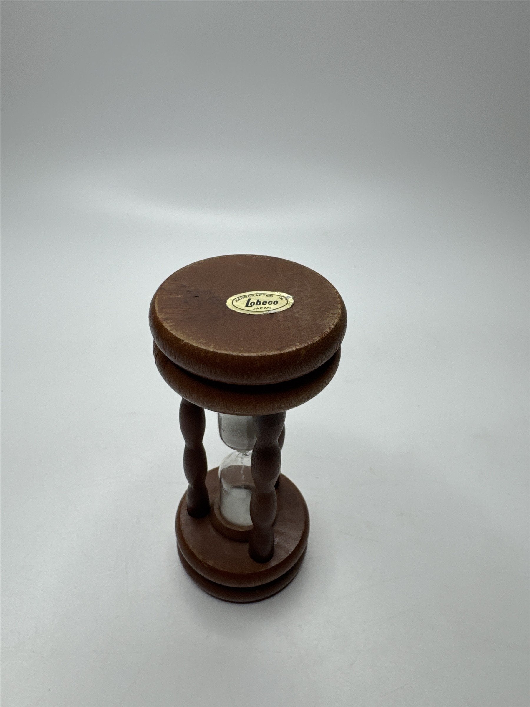 Vintage Lobeco Japan Small Wooden White Sand Filled Hour Glass Retro Gift MCM