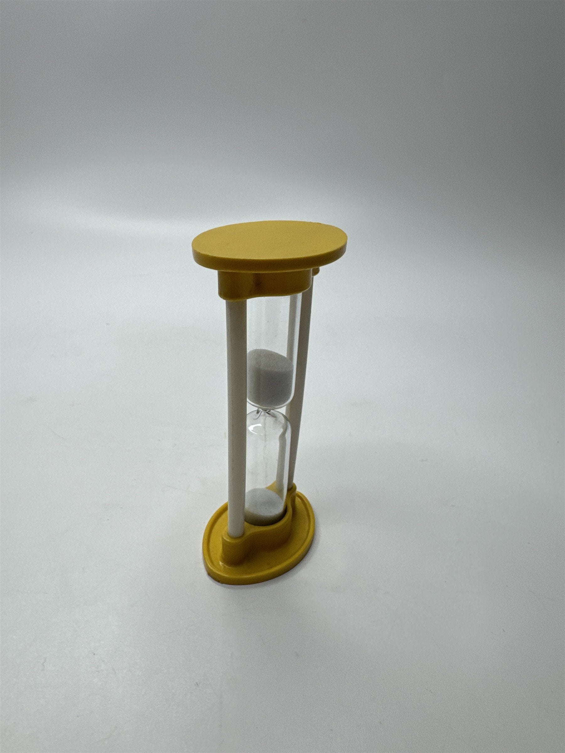 Vintage MCM Retro Yellow and White Plastic Hourglass Egg Timer Timekeeper Toy