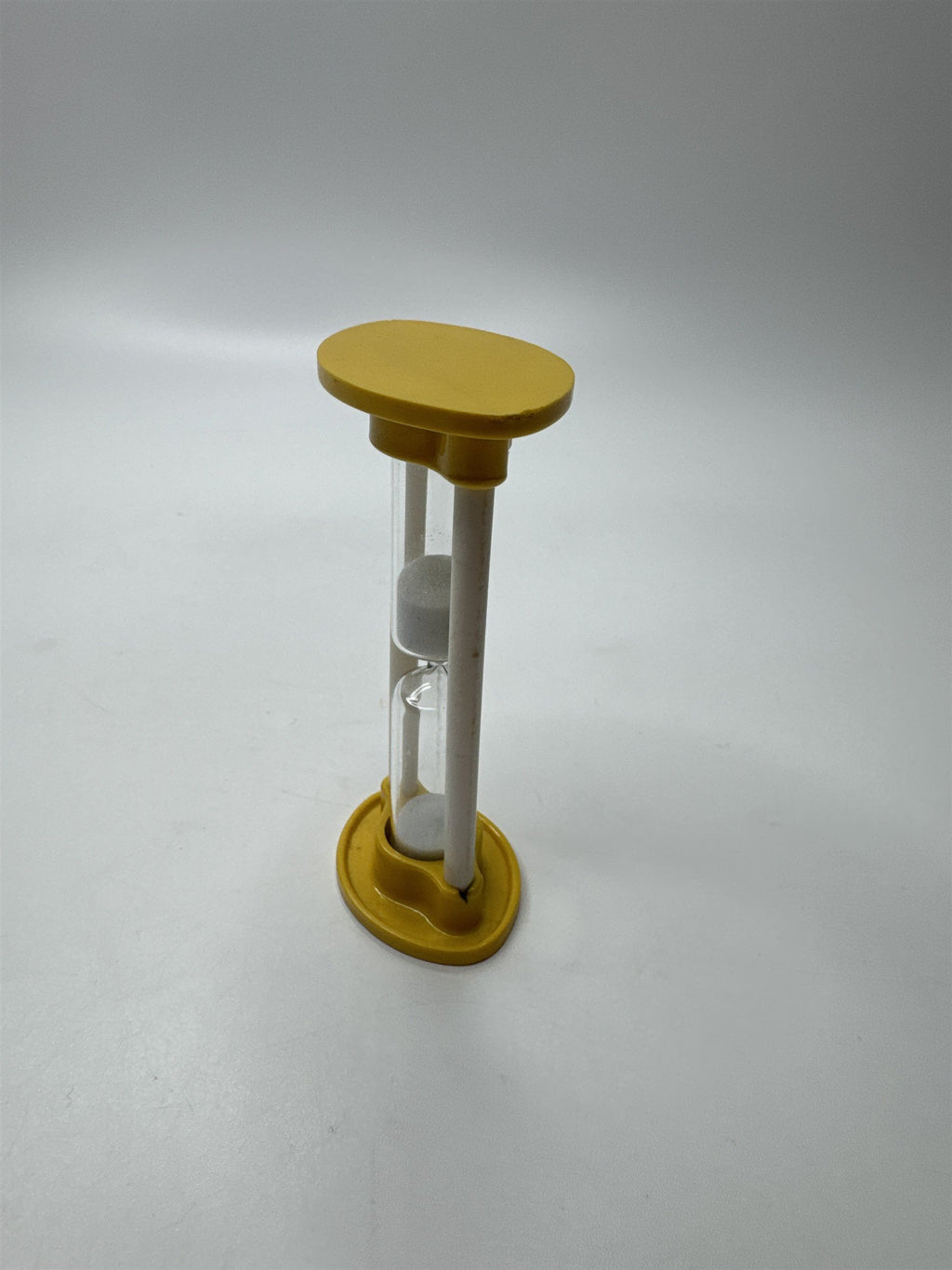 Vintage MCM Retro Yellow and White Plastic Hourglass Egg Timer Timekeeper Toy