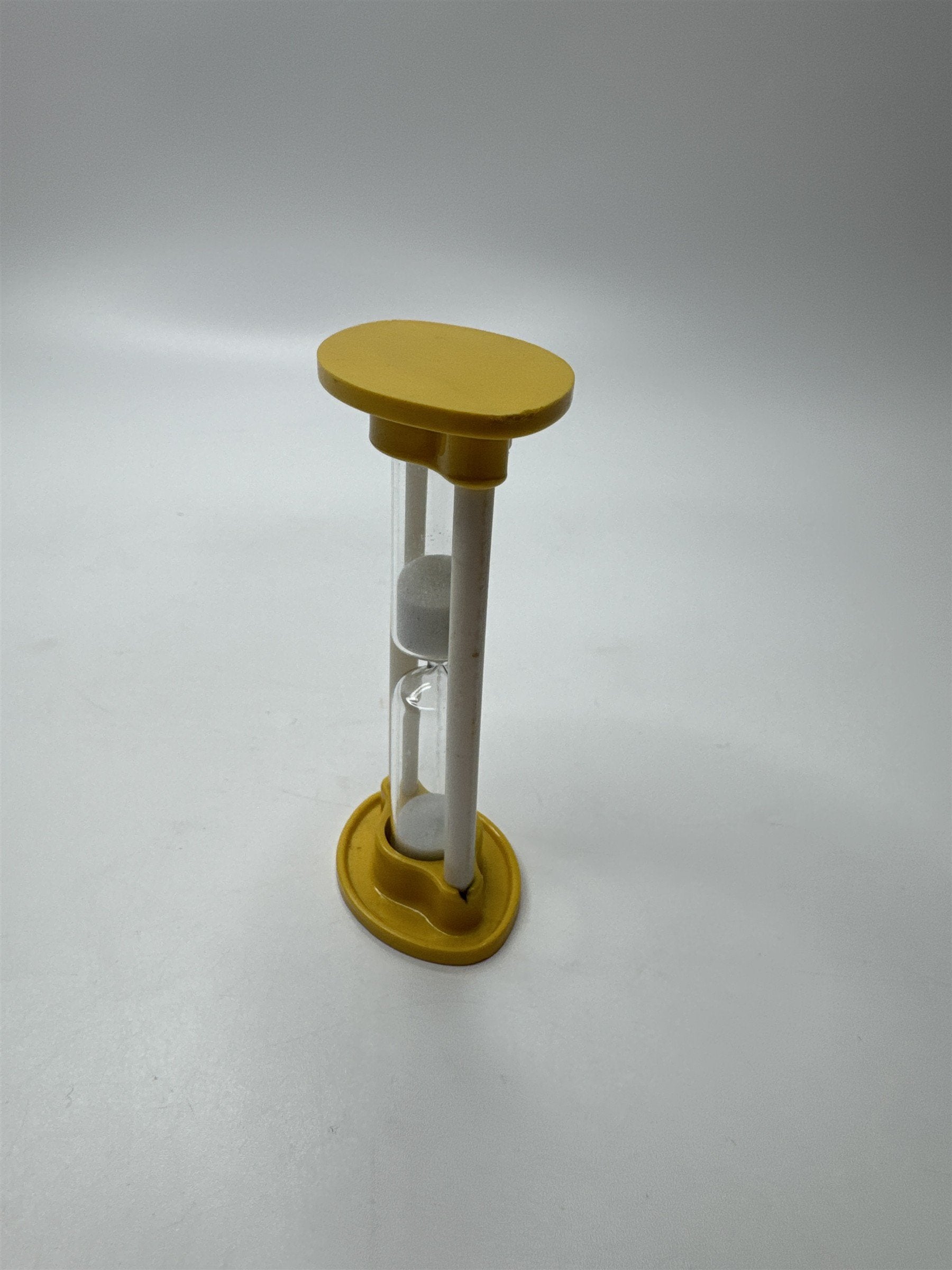 Vintage MCM Retro Yellow and White Plastic Hourglass Egg Timer Timekeeper Toy