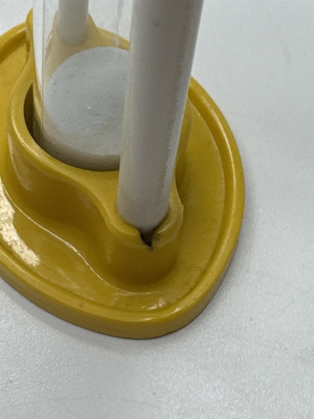 Vintage MCM Retro Yellow and White Plastic Hourglass Egg Timer Timekeeper Toy