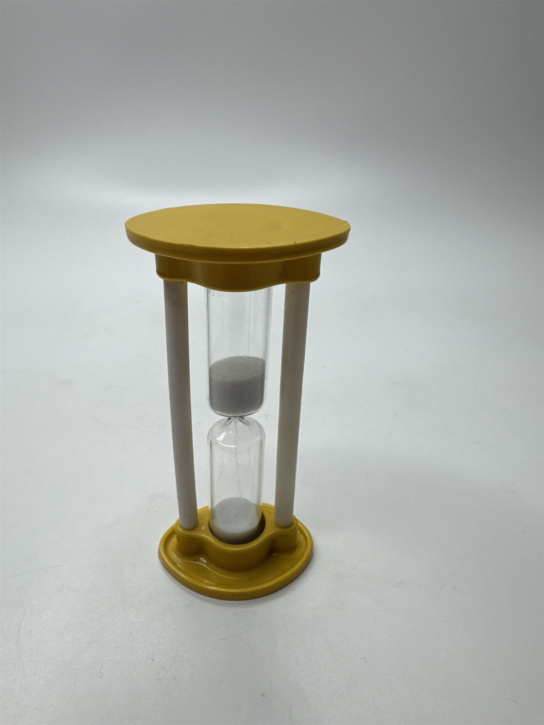 Vintage MCM Retro Yellow and White Plastic Hourglass Egg Timer Timekeeper Toy