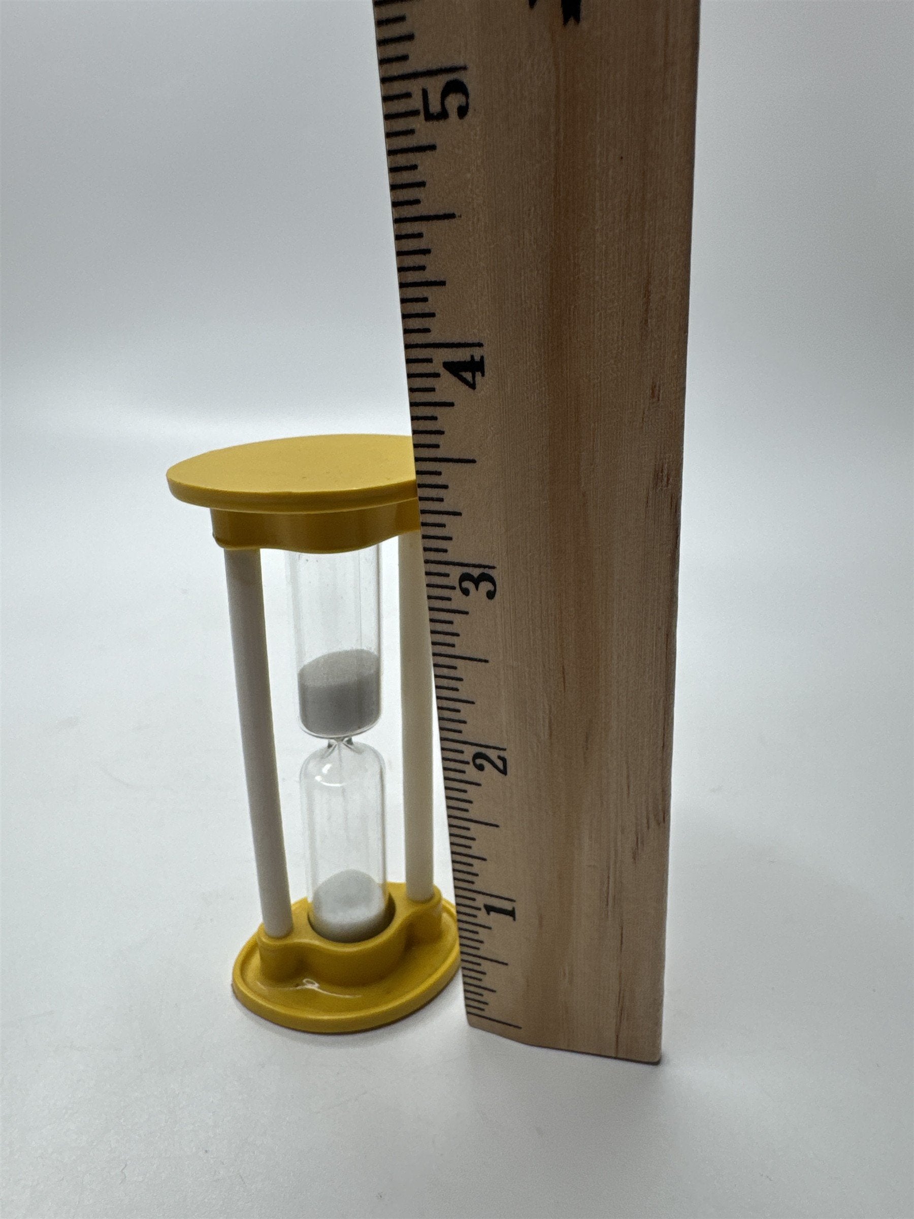 Vintage MCM Retro Yellow and White Plastic Hourglass Egg Timer Timekeeper Toy