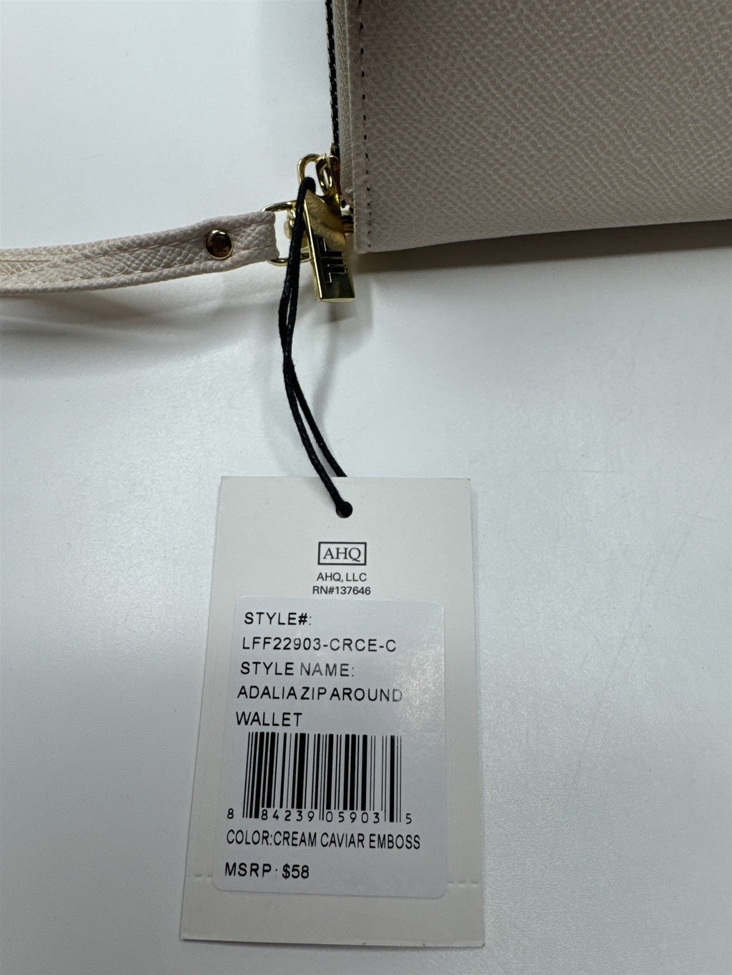 NWT London Fog Zip Around Wristlet Wallet Cream Caviar Color 100th Anniversary!