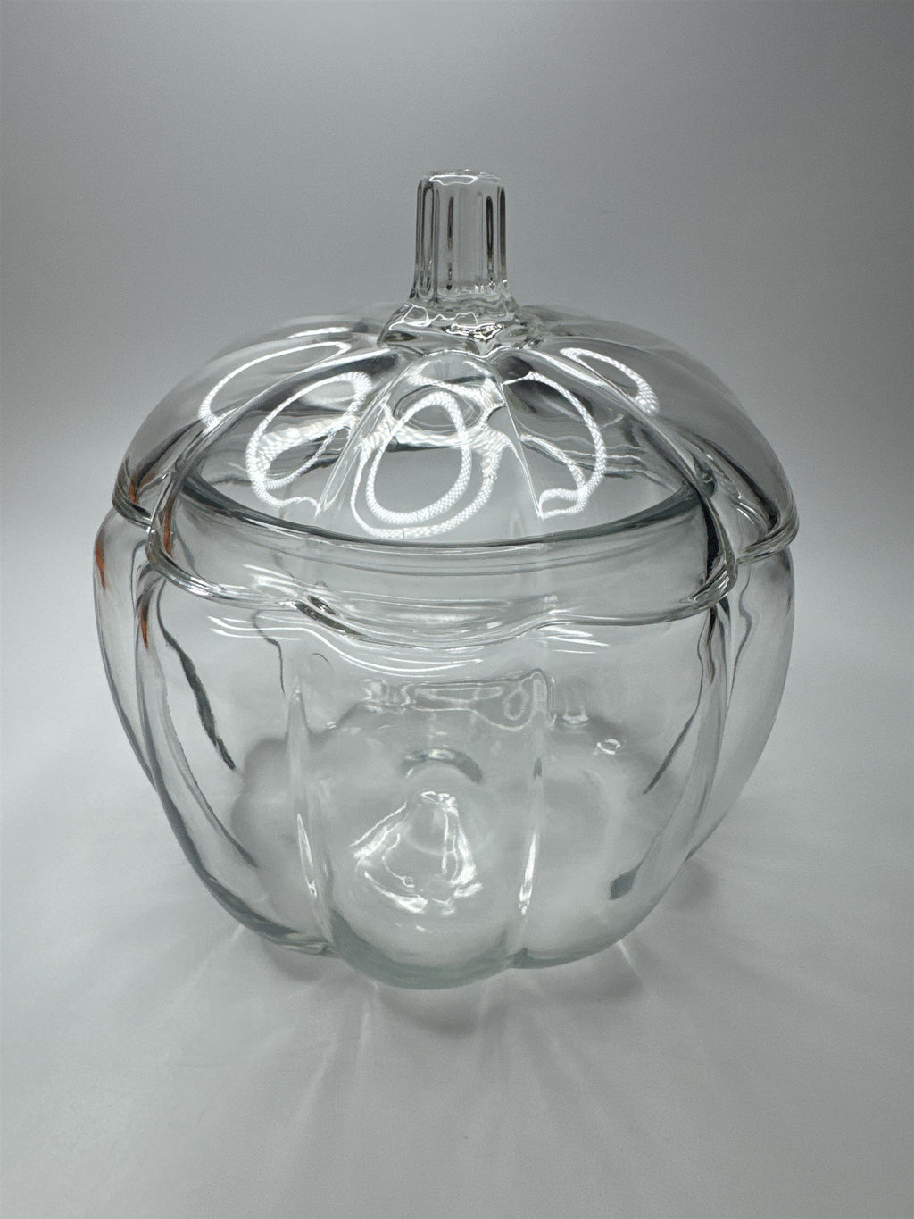 Vintage Dunkin Anchor Hocking Glass Pumpkin Jar /w Lid Candy Dish Cookie Jar