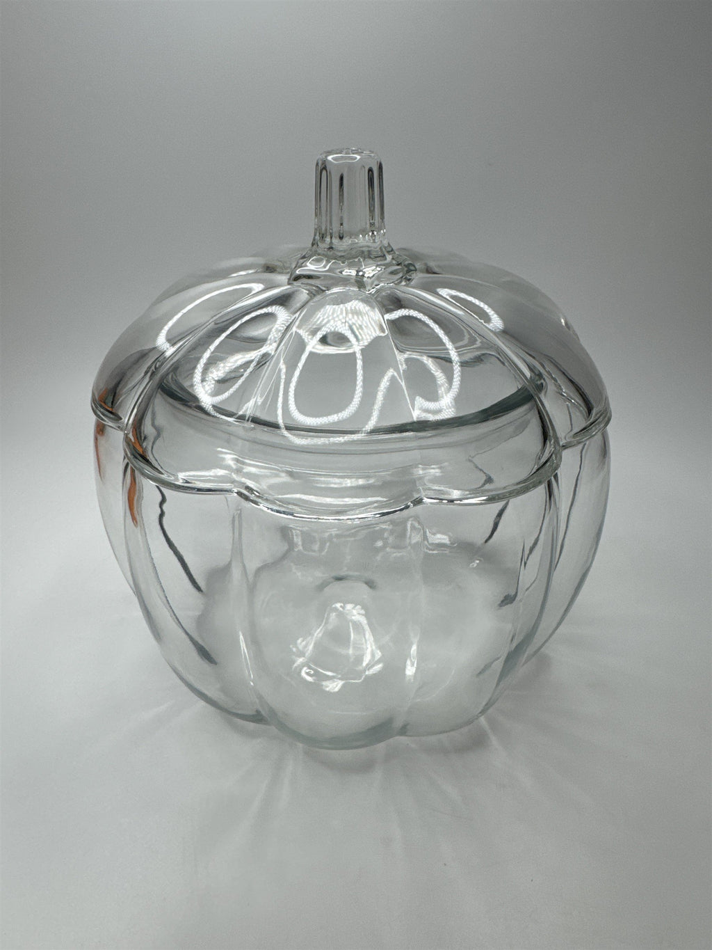 Vintage Dunkin Anchor Hocking Glass Pumpkin Jar /w Lid Candy Dish Cookie Jar