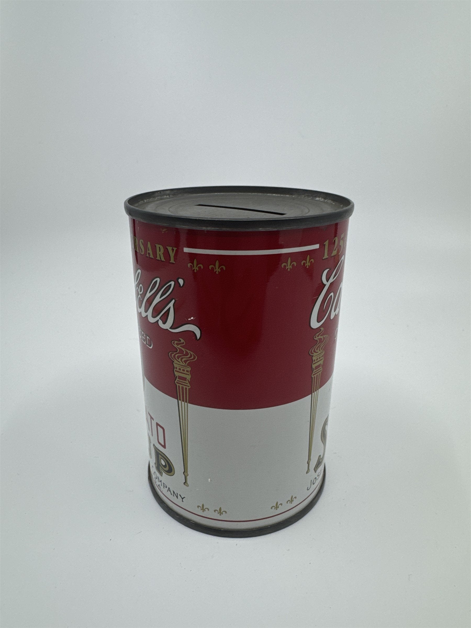 Vintage Campbell's Tomato Soup Coin Bank Tin Can 125th Anniversary