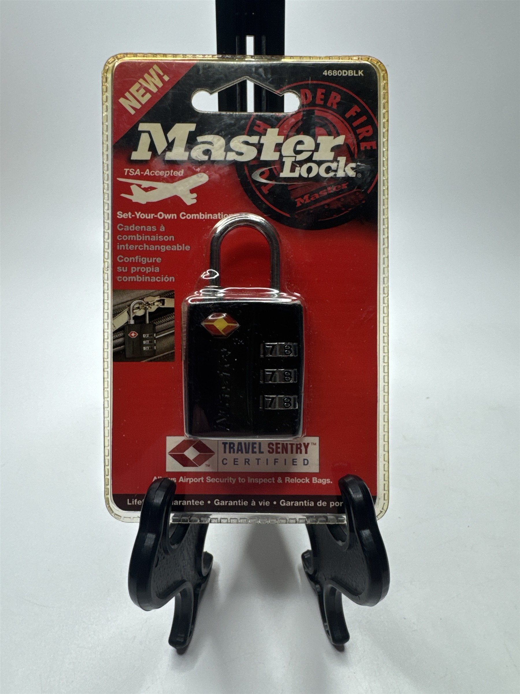 Master Lock Travel Luggage TSA Approved 3-Digit Combination Padlock 4680DBLK
