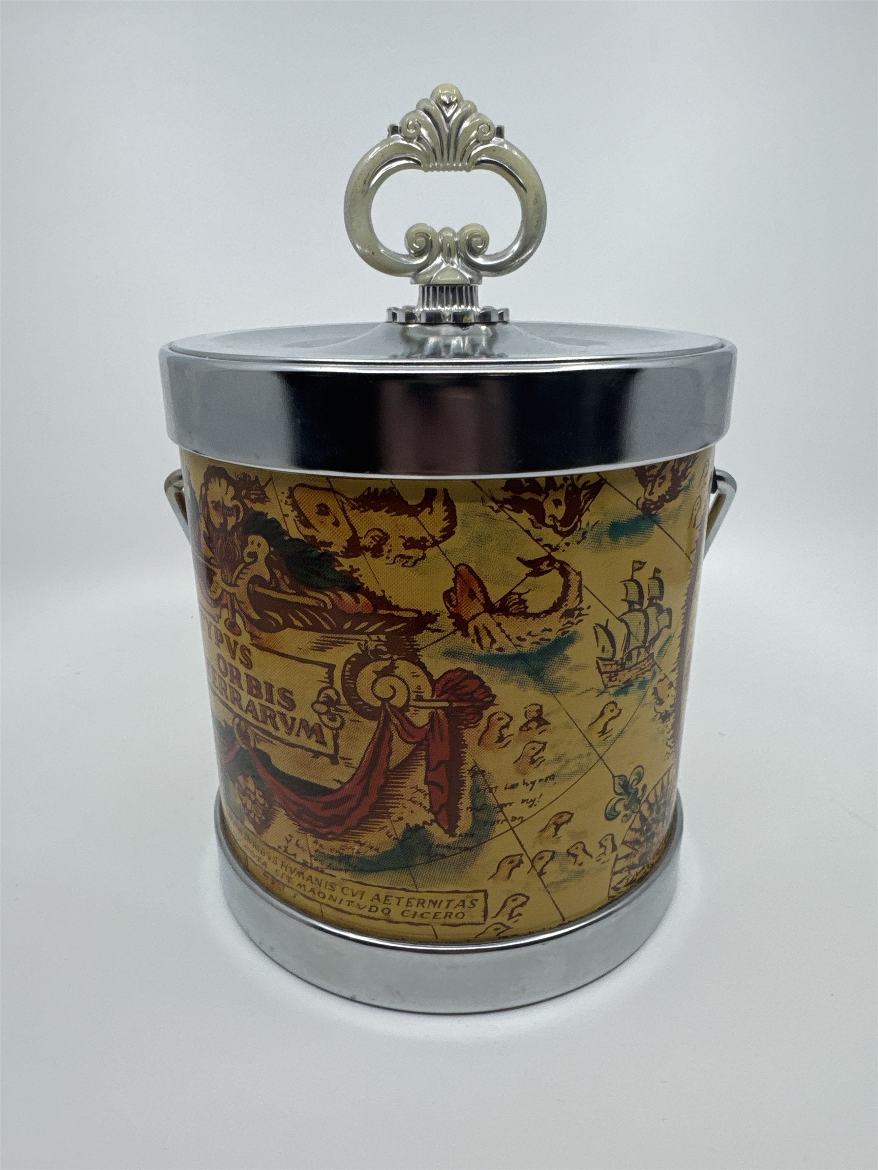 Vintage Typvs Orbis Terravm World Maps Ice Bucket with Handle