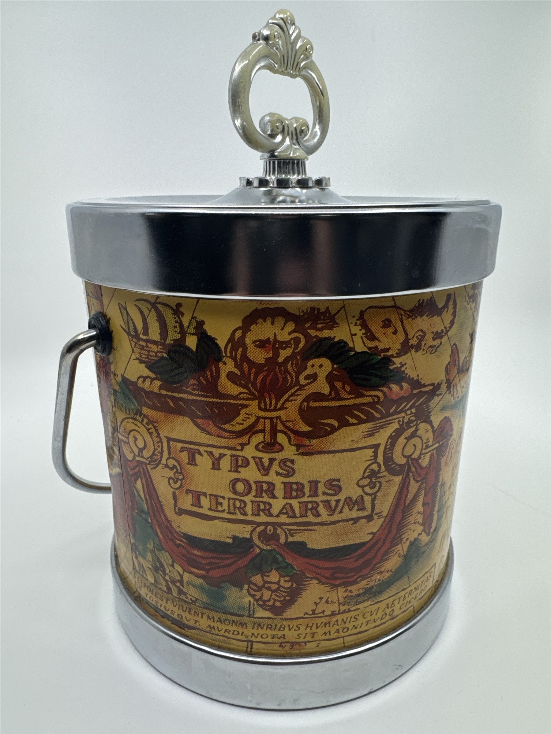 Vintage Typvs Orbis Terravm World Maps Ice Bucket with Handle