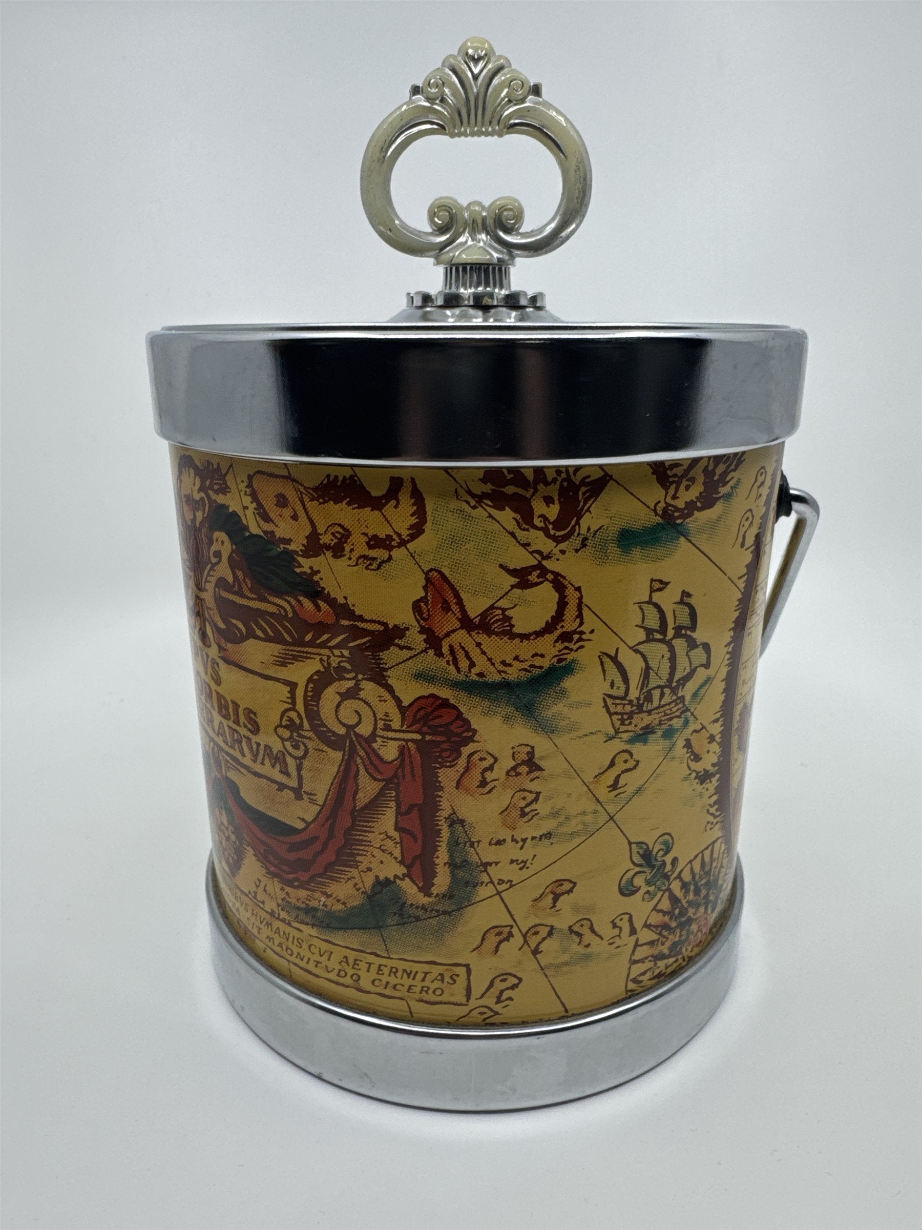 Vintage Typvs Orbis Terravm World Maps Ice Bucket with Handle