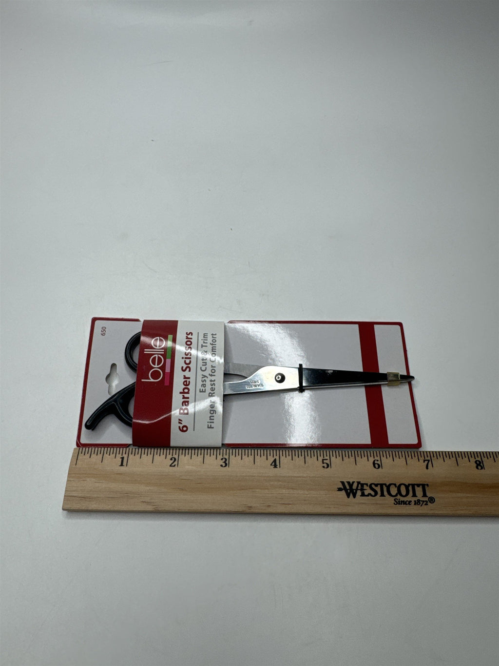 Belle #650 6" Barber Scissors Easy Cut & Trim /w Comfort Finger Rest