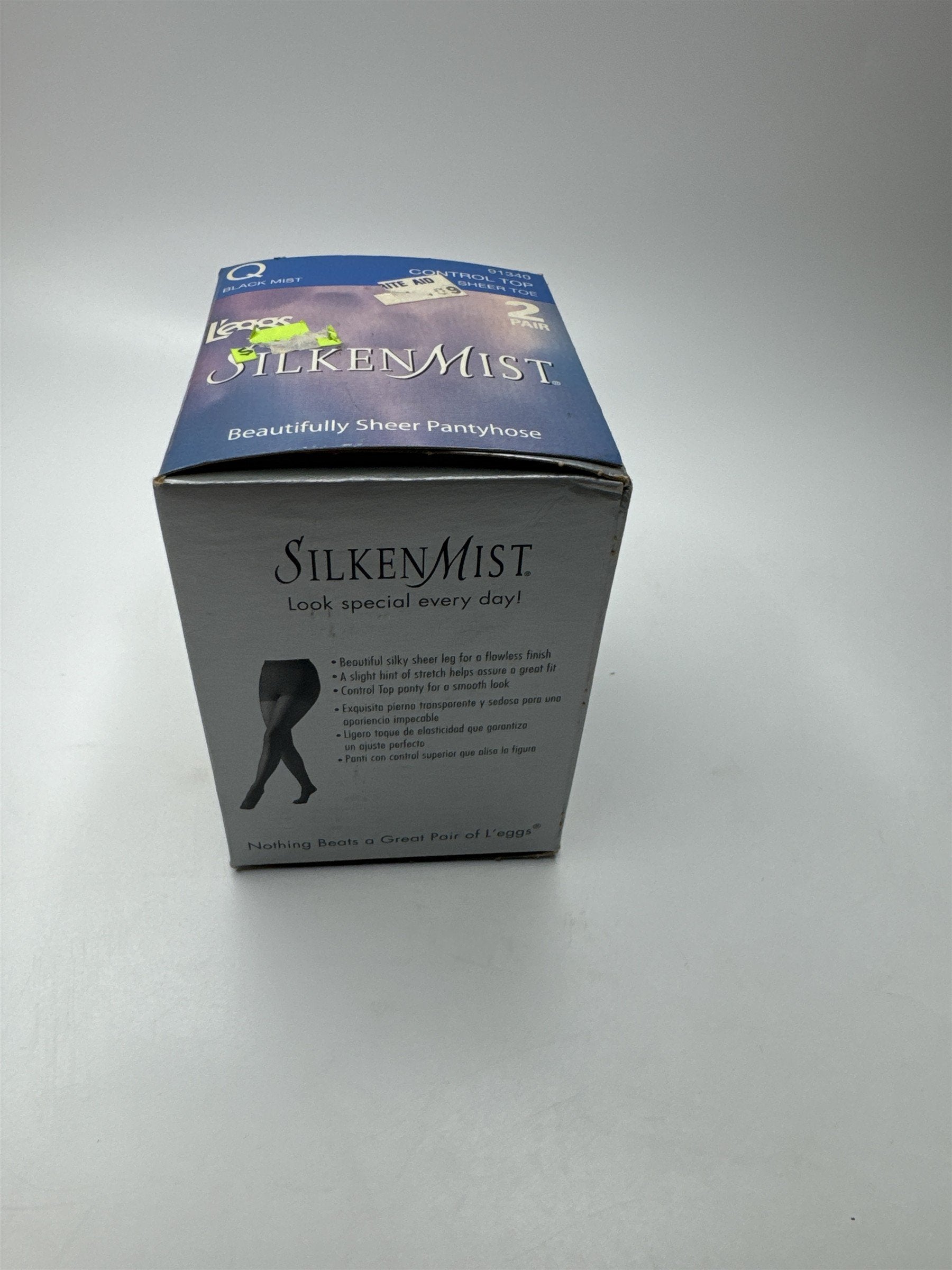 L'eggs Size Q Sheer Panty Sheer Vintage Pantyhose Black Mist Sheer Toe #91340