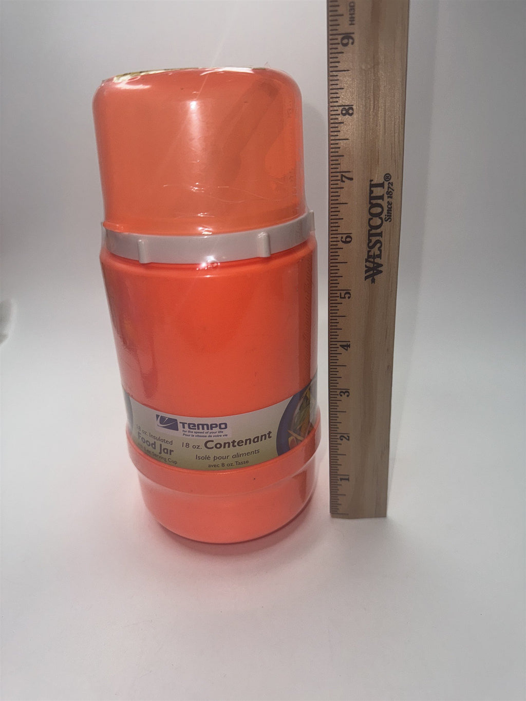 Vintage Orange Tempo 18 OZ Insulated Food Jar/Thermos with 8 OZ Serving Cup