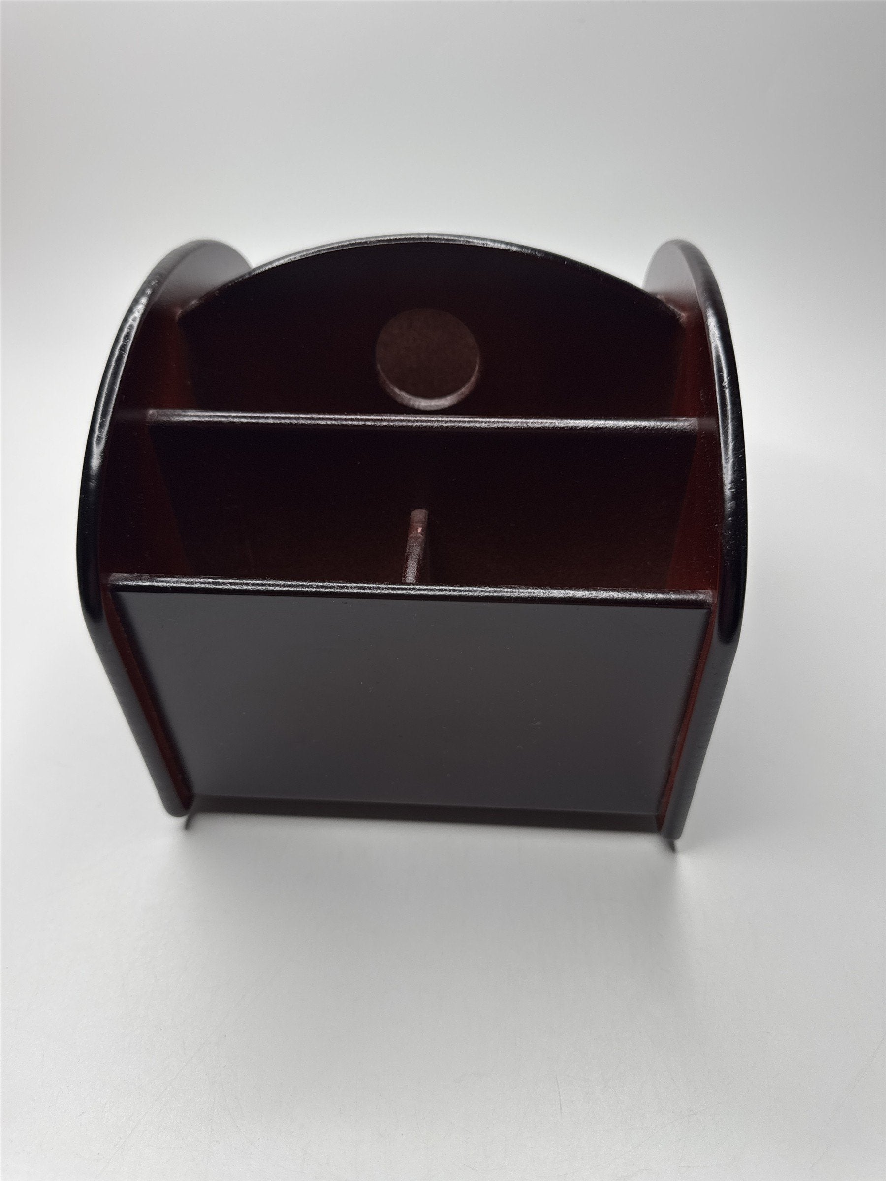 Revolving Wooden 5 Compartment Remote Control/Desk Caddy/Organizer