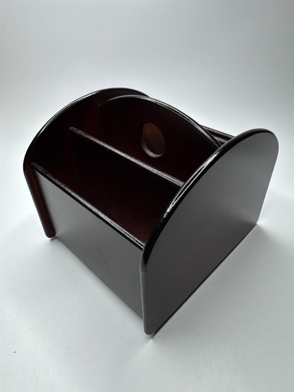 Revolving Wooden 5 Compartment Remote Control/Desk Caddy/Organizer