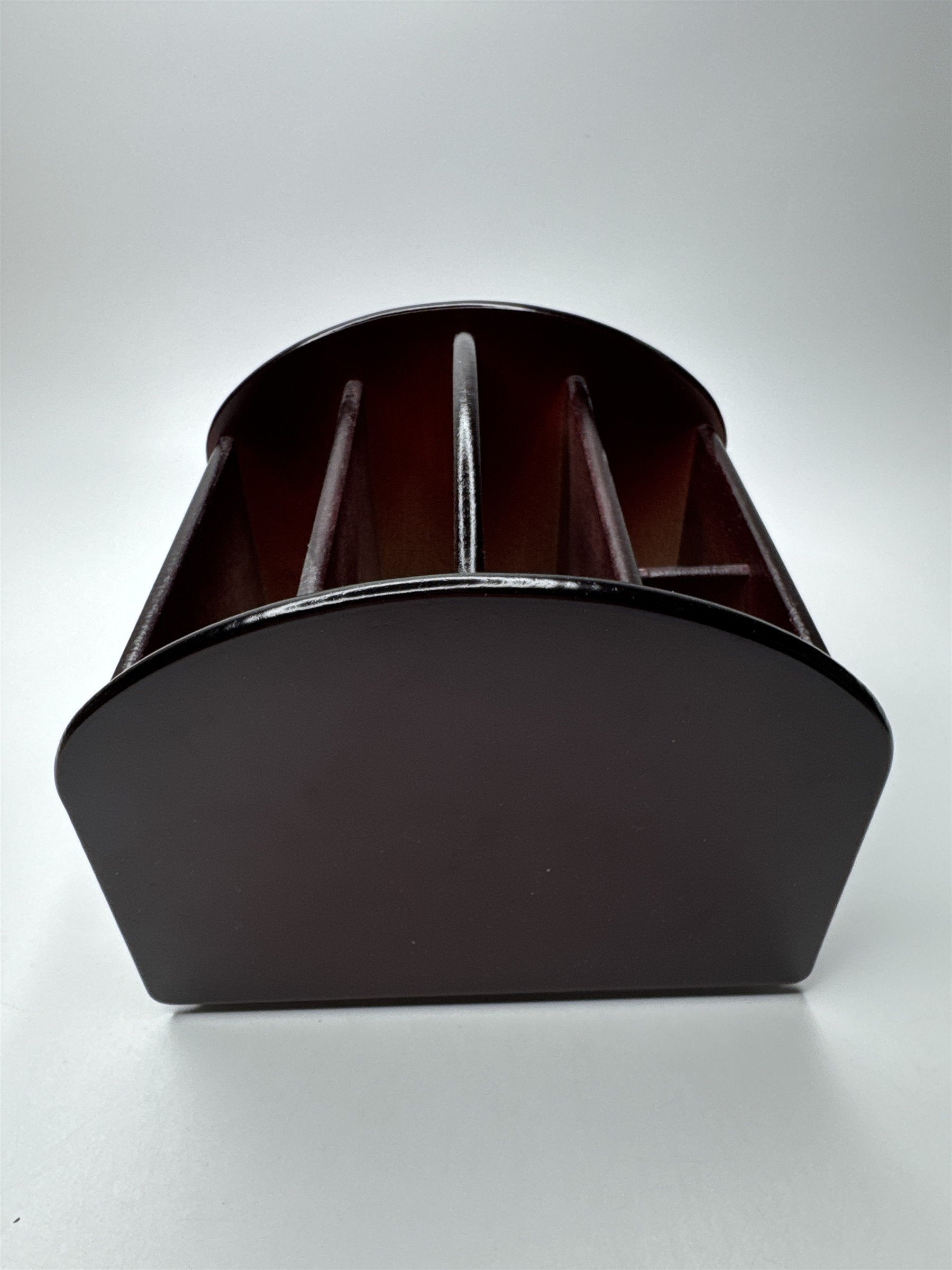 Revolving Wooden 5 Compartment Remote Control/Desk Caddy/Organizer