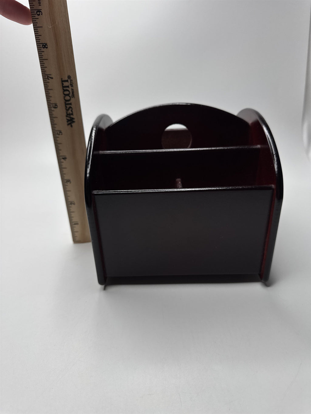 Revolving Wooden 5 Compartment Remote Control/Desk Caddy/Organizer