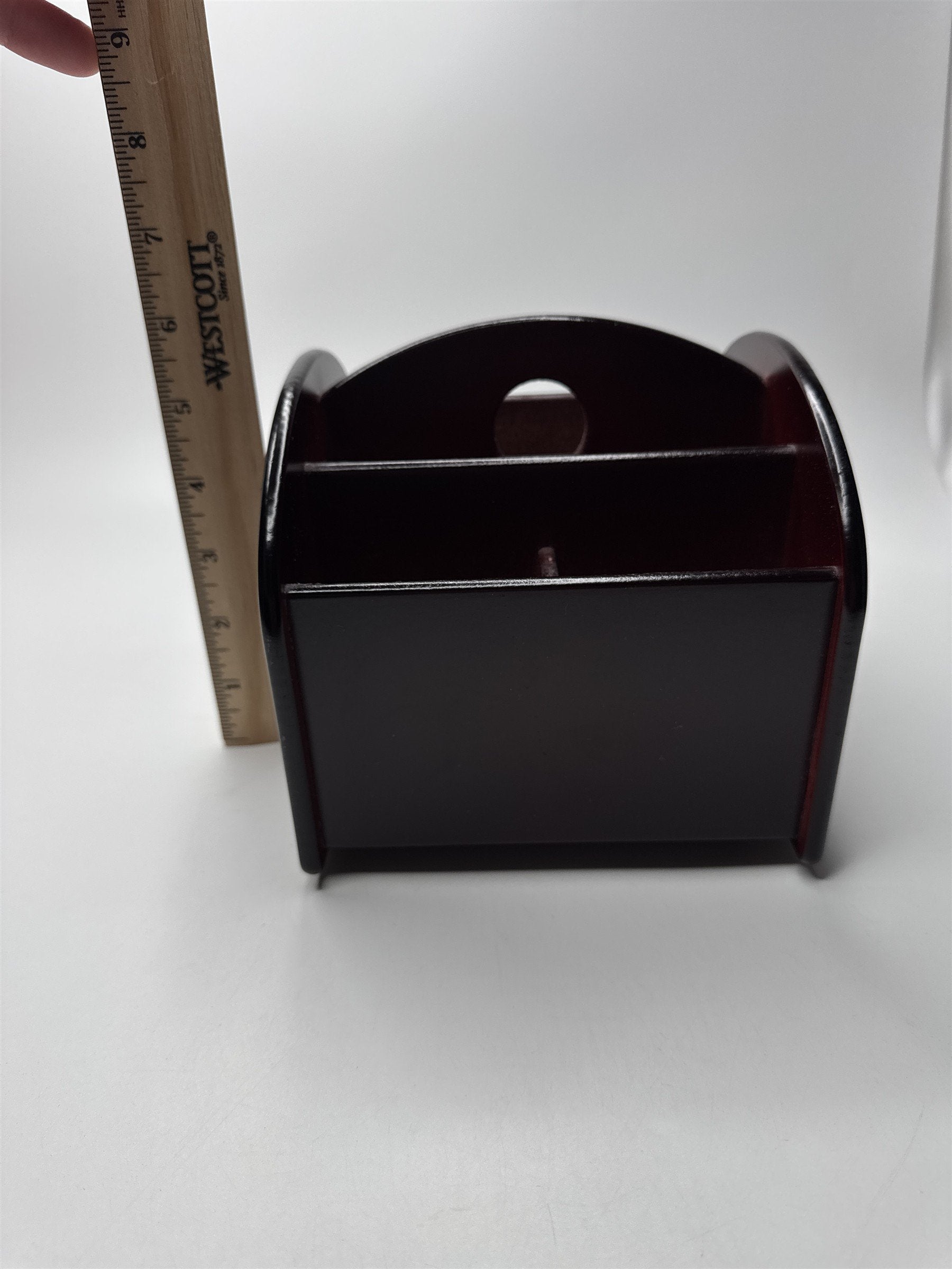 Revolving Wooden 5 Compartment Remote Control/Desk Caddy/Organizer