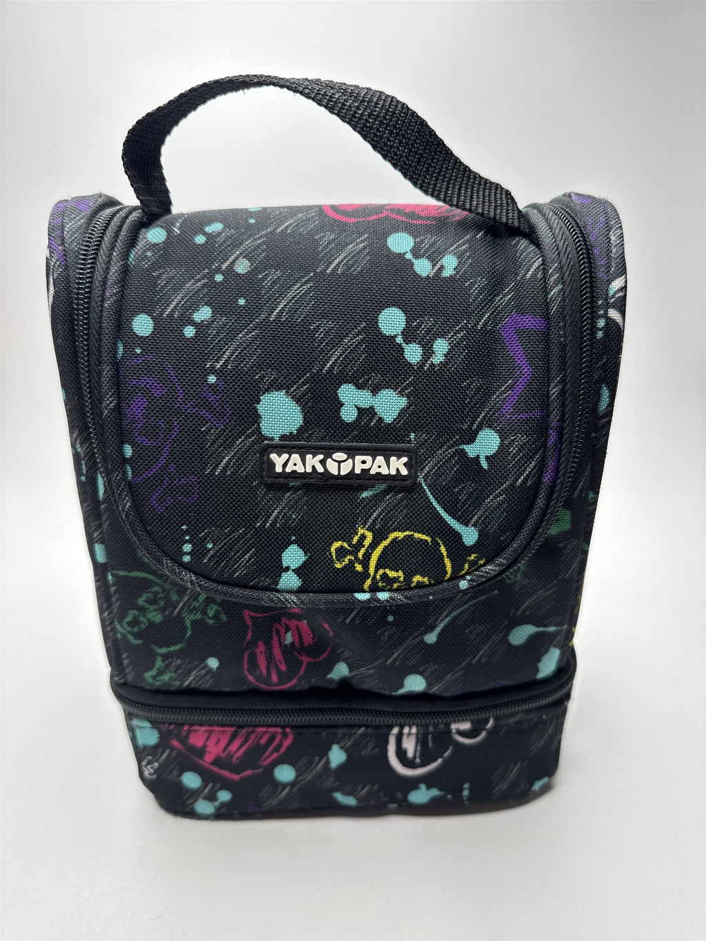 Yak Pak Lunch Bag/Box Multicolored With Hearts and Skulls