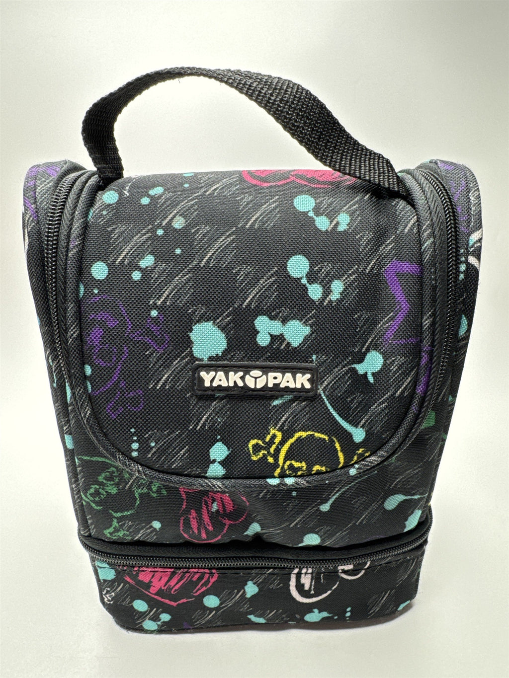 Yak Pak Lunch Bag/Box Multicolored With Hearts and Skulls