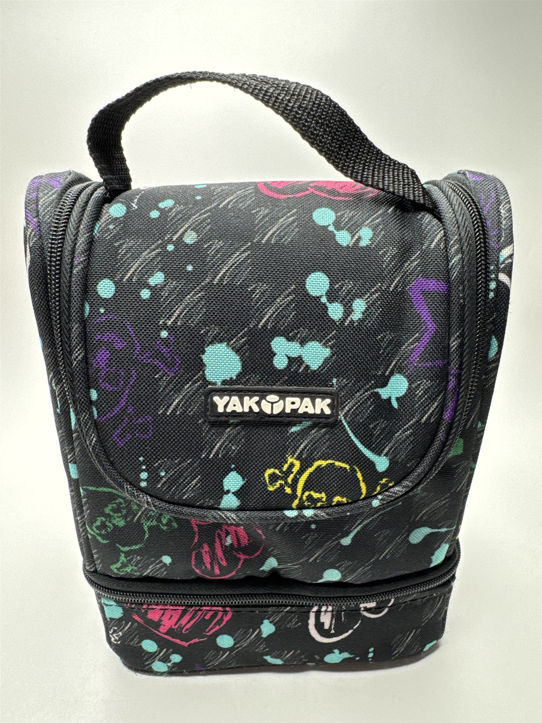 Yak Pak Lunch Bag/Box Multicolored With Hearts and Skulls