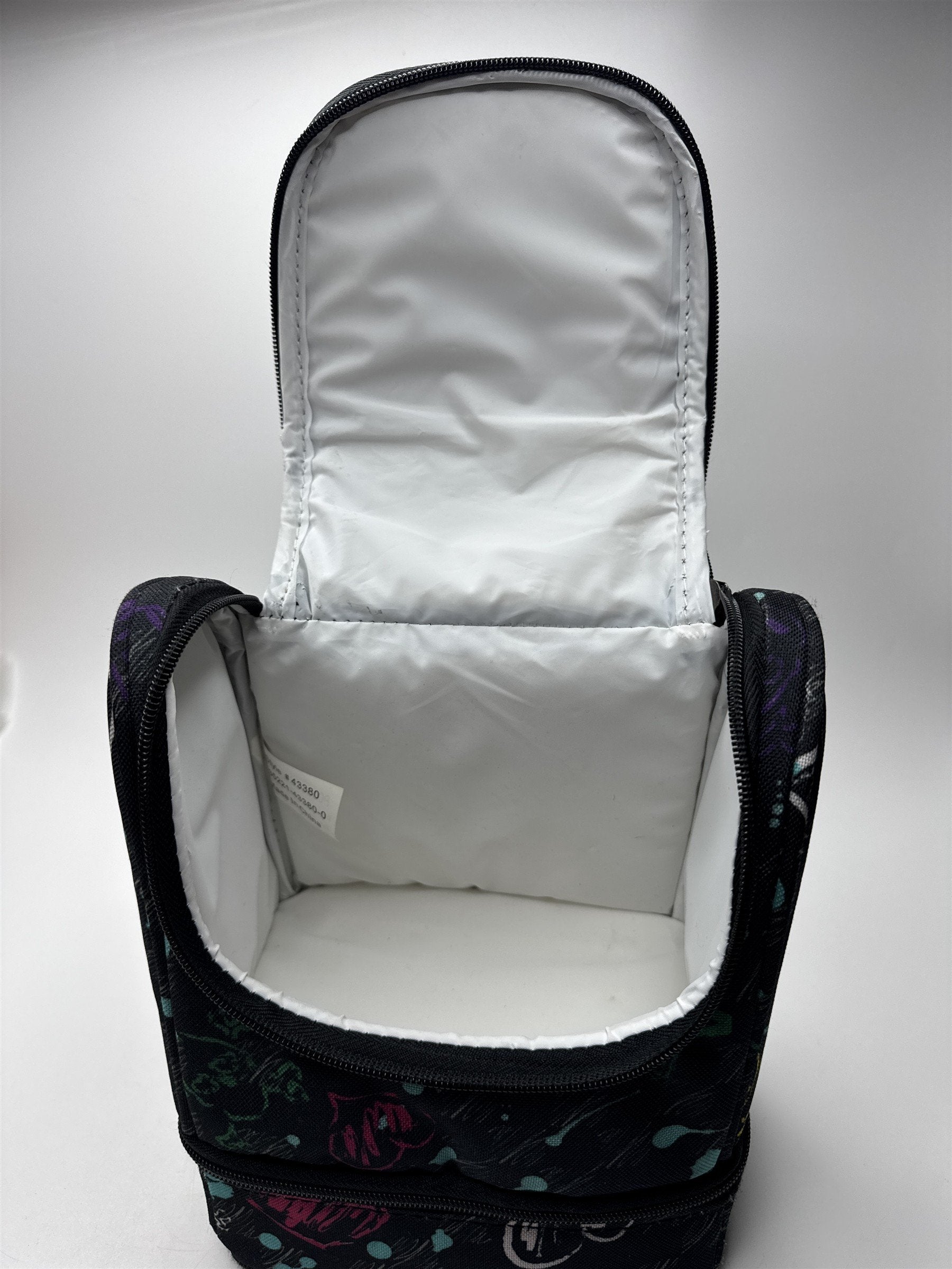 Yak Pak Lunch Bag/Box Multicolored With Hearts and Skulls