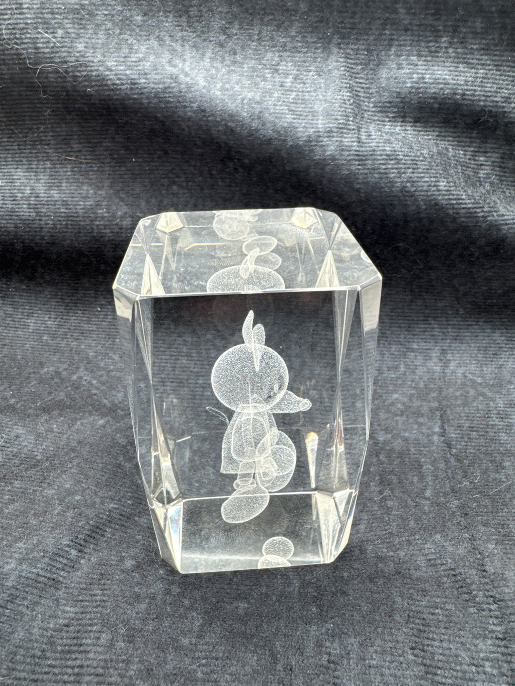 Laser Etched Mickey Mouse Glass 3D Paperweight Disney Collectible
