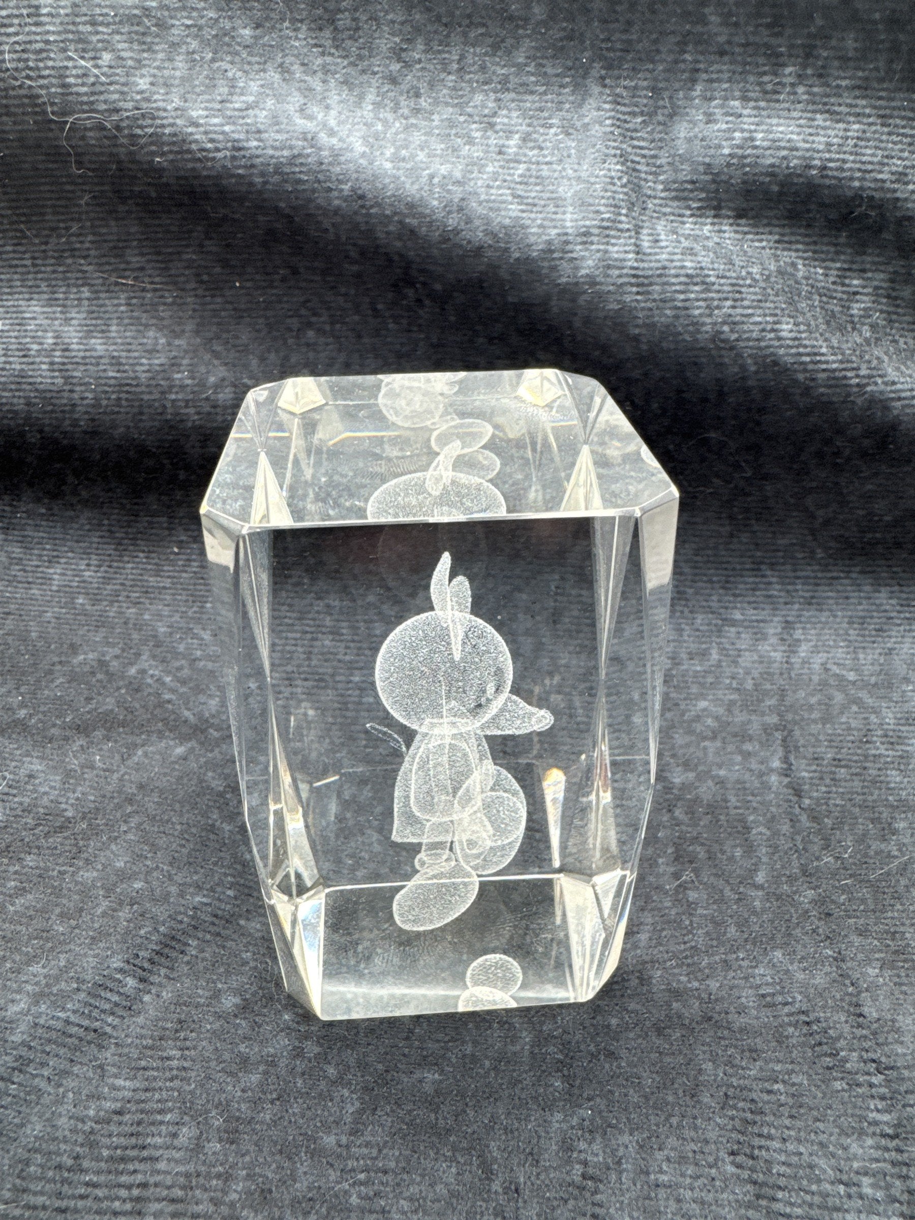 Laser Etched Mickey Mouse Glass 3D Paperweight Disney Collectible