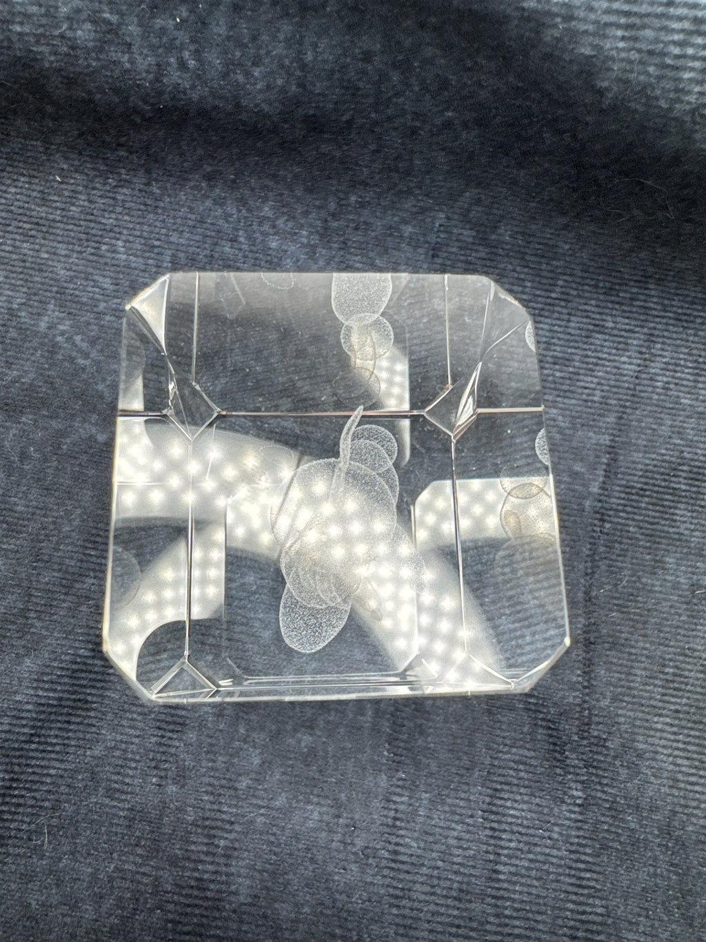 Laser Etched Mickey Mouse Glass 3D Paperweight Disney Collectible
