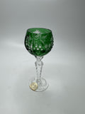 Bohemian Dark Green Cut to Clean Crystal Grape & Flowers Crystal Clear Cordial