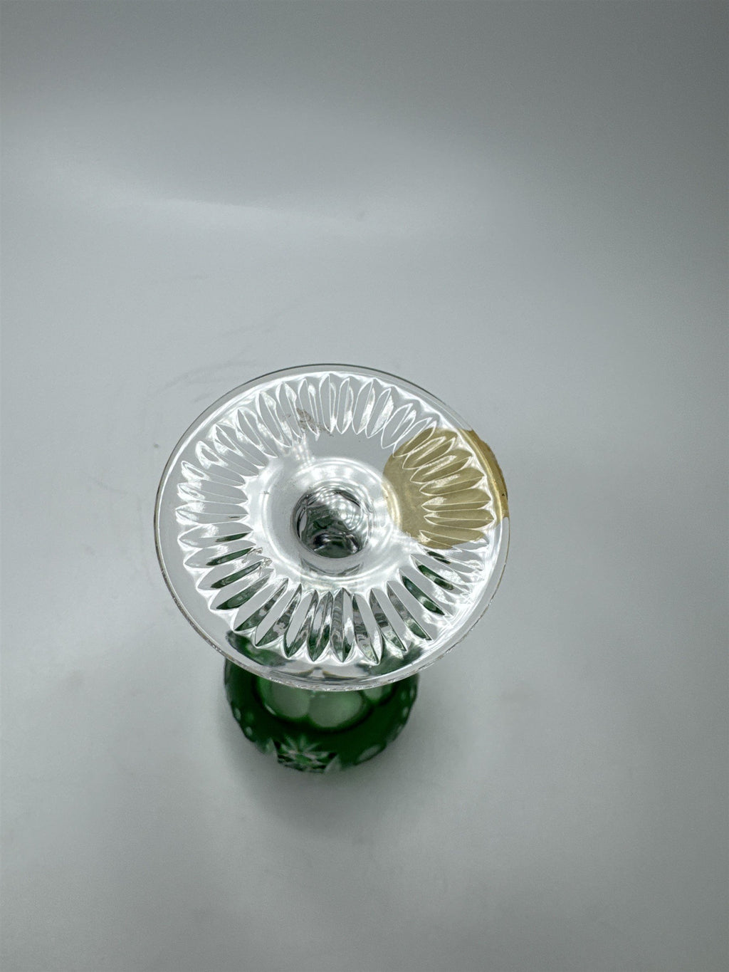 Bohemian Dark Green Cut to Clean Crystal Grape & Flowers Crystal Clear Cordial