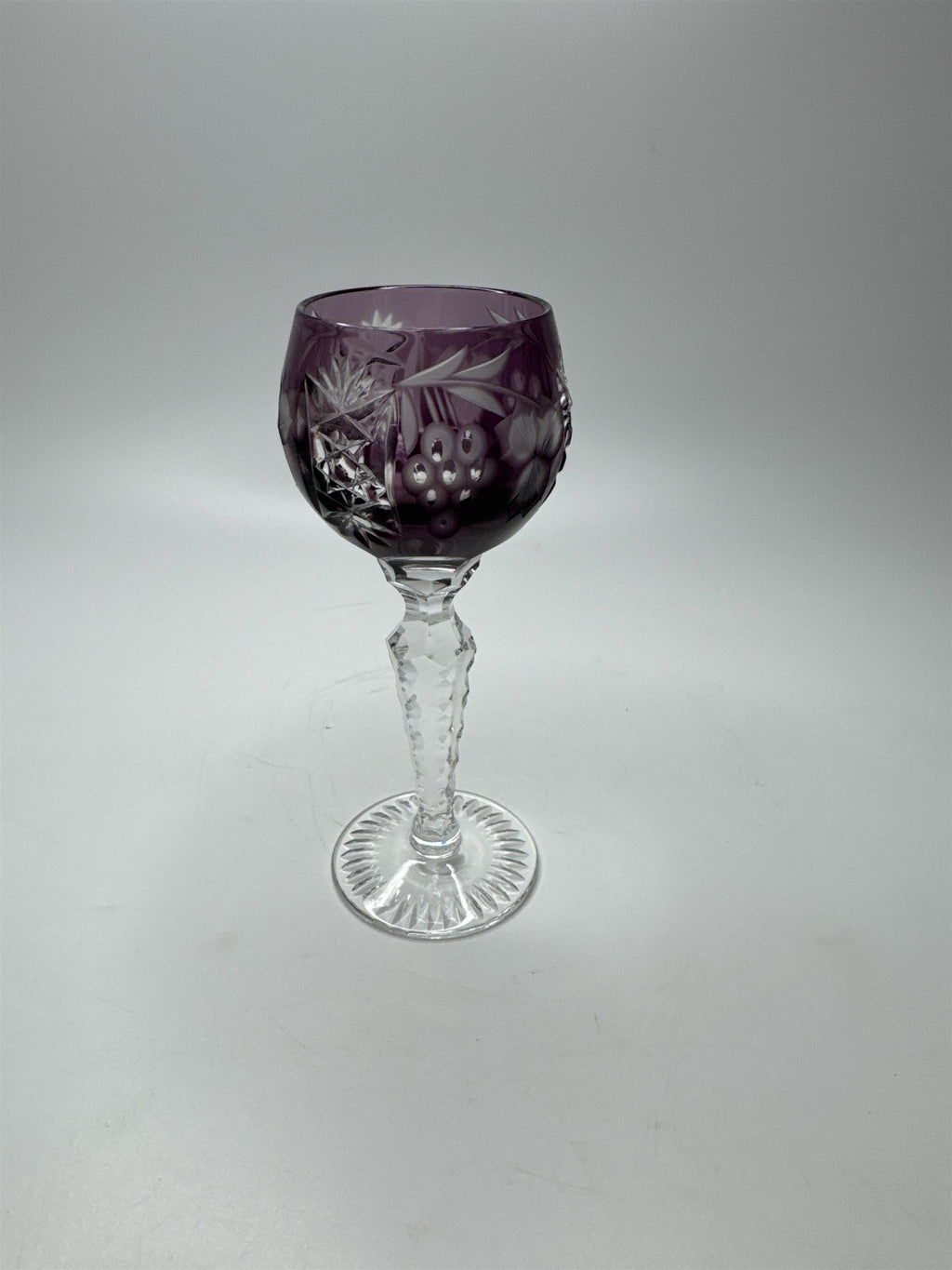 Bohemian Dark Purple Cut to Clean Crystal Grape & Flowers Crystal Clear Cordial