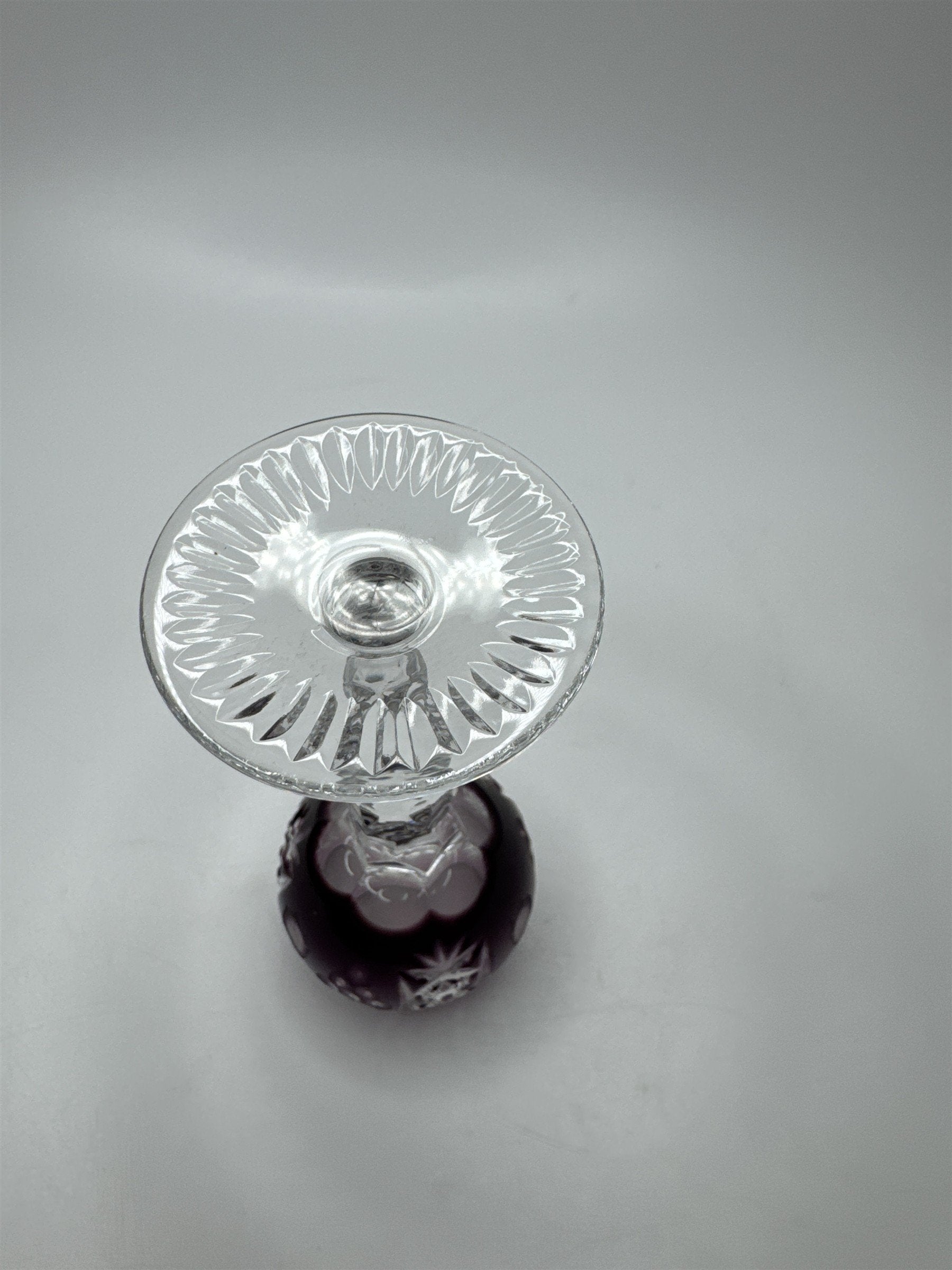 Bohemian Dark Purple Cut to Clean Crystal Grape & Flowers Crystal Clear Cordial
