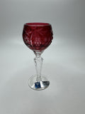 Bohemian Burgundy Red Cut to Clean Crystal Grape & Flowers Crystal Clear Cordial