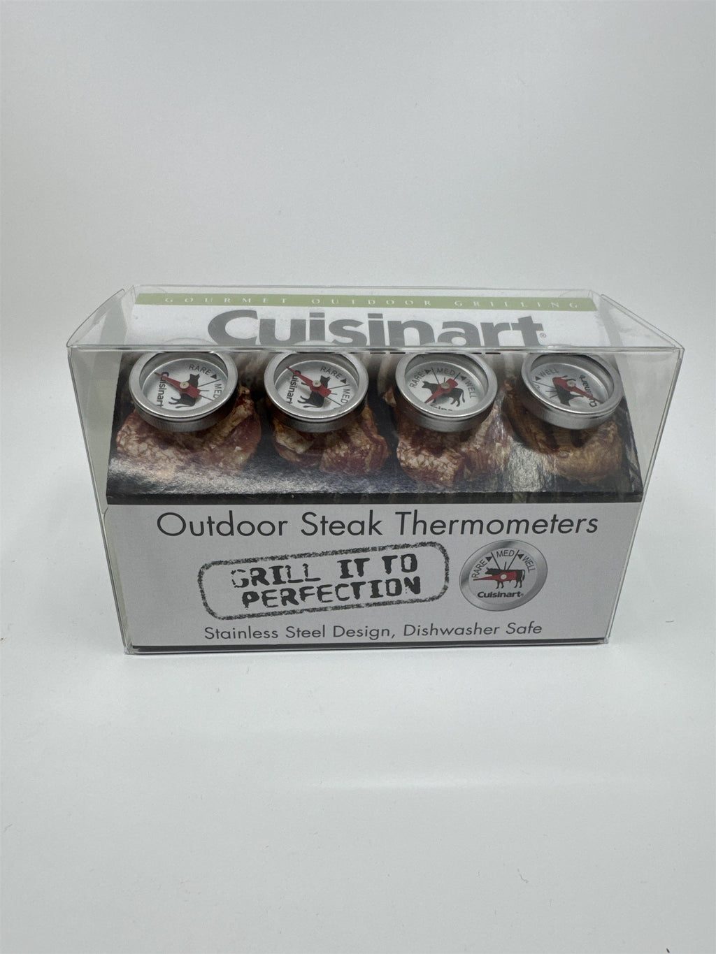 Set of 4 Cuisinart Gourmet Outdoor Grilling Stainless Steel Thermometers