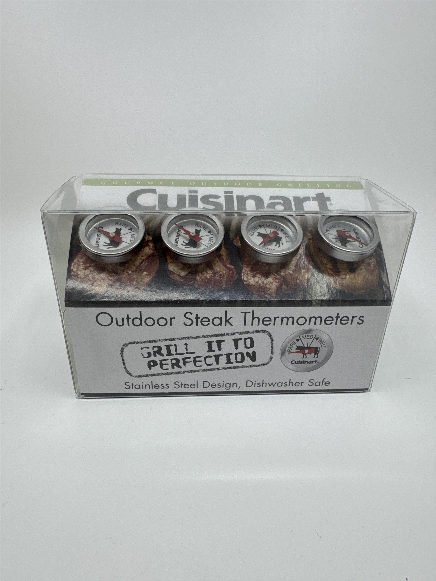Set of 4 Cuisinart Gourmet Outdoor Grilling Stainless Steel Thermometers