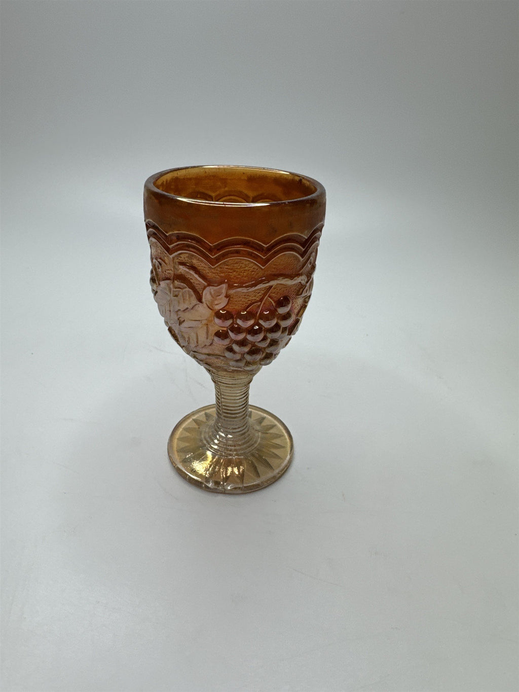 Imperial Marigold Carnival Glass 3.75" Grape Stemmed Wine Cordial Glass Goblet