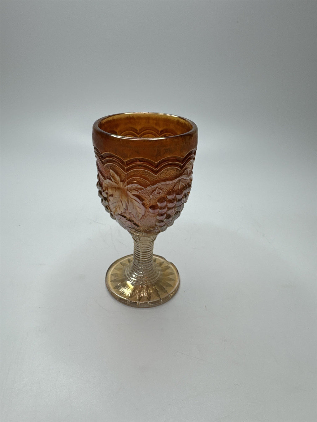 Imperial Marigold Carnival Glass 3.75" Grape Stemmed Wine Cordial Glass Goblet