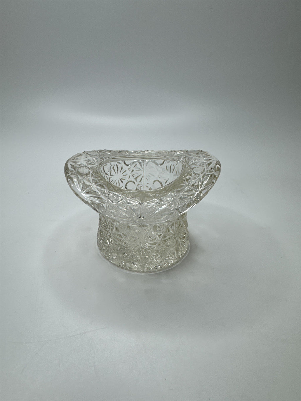 Vintage Large Clear Glass Daisy and Buttons Top Hat Dish Mini Planter Holder